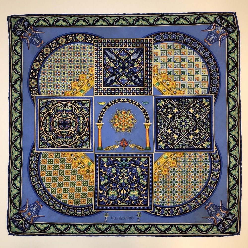 🔥SOLD🔥Vintage Hermes Silk Scarf Ciels Byzantins Signed J. Abadie 42cm